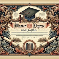 a master's degree certificate in an ornate frame